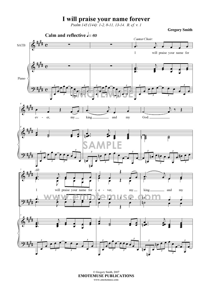 I will praise your name for ever (Psalm 145; Greg Smith) -        Sample