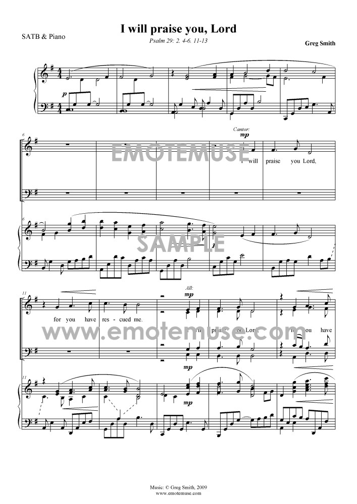 I will praise you, Lord (Psalm 29; Greg Smith)