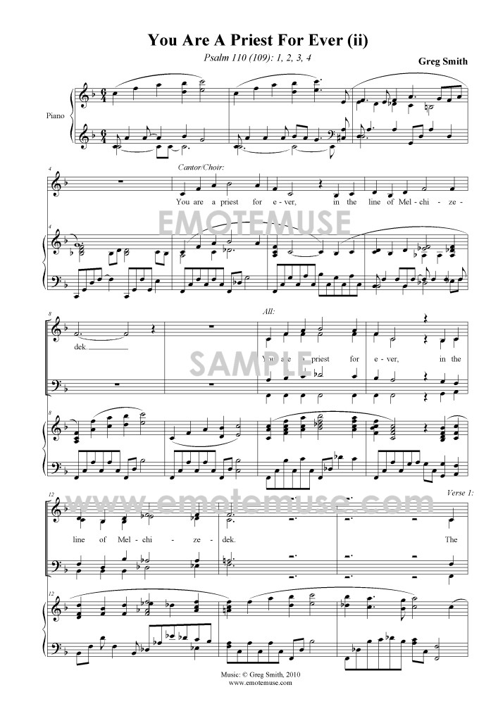 You are a priest for ever (setting ii) (Psalm 110; Greg          Smith) - Sample