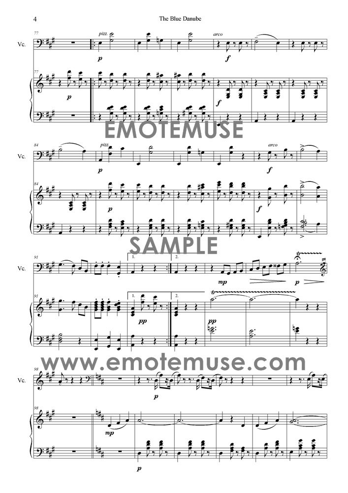 The Blue        Danube, op. 134 (Johann Strauss) - Cello and piano